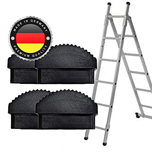 WS · SYSTEM 4x Leiterfüße aus Gummi in 60 x 25 mm - 2 Paar rutschfeste Ersatz-Traversenfußkappen für Aluminiumleitern - stabiles Antirutschgummi als Leiterzubehör zum Aufstecken Cover
