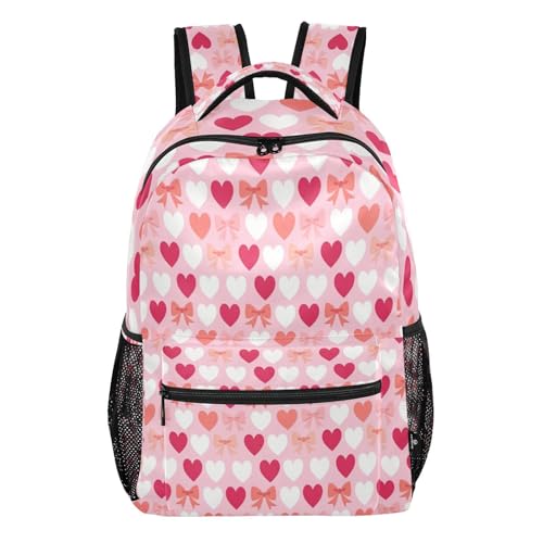 Sac à dos imperméable fille avec motif nœud et cœur pour l'école 15L-18L