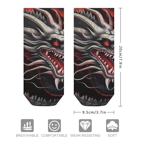 Chinese Dragon Japanese Dragon Printed Ankle Socks No Show Sock Low-Cut Athletic Socks for Men Women 1 Pair2