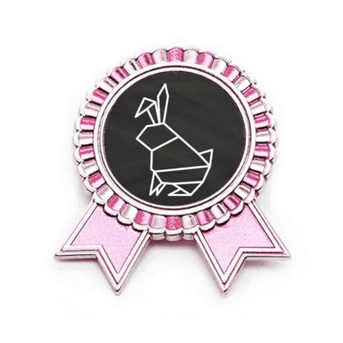 Broche pin rose lapin géométrique Origa badge médaille en métal de taille M