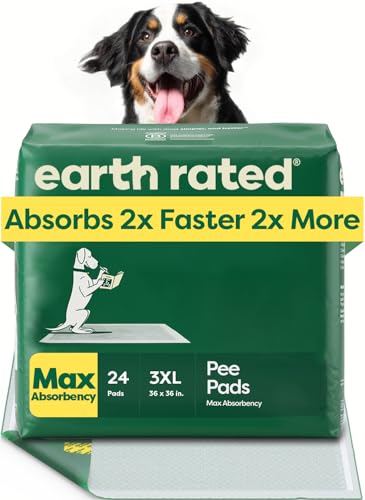 Earth Rated Puppy Pads Max Absorbency Pee Pads for Dogs Absorbs 2X Faster & 2X More Leak Prevention Potty Training Fragrance-Free Unscented 3XL 36 x 36 24 Count