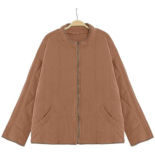 Quilted Jackets for Women Lightweight Puffer Zip Up Coats Winter Warm Bomber Jacket Oversized Outerwear with Pockets4