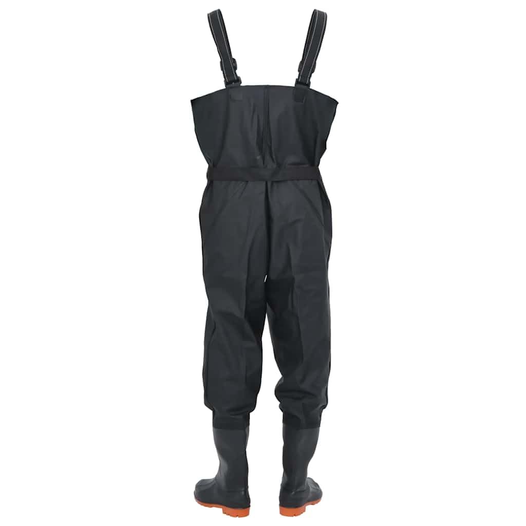 Pantalones de vadeo impermeables con botas y cinturón de color verde oscuro para pesca, caza, trabajo al aire libre y limpieza de estanques, poliéster recubierto de PVC duradero