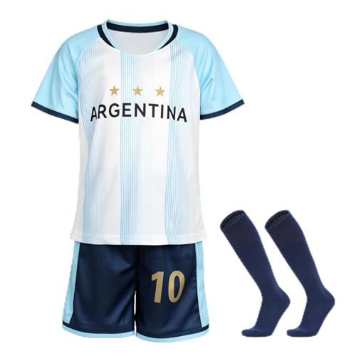 Mukola 2026 Kids Fan Soccer Jersey Set Boys Girls Youth Football Shirts and Shorts with Socks 4-12Y