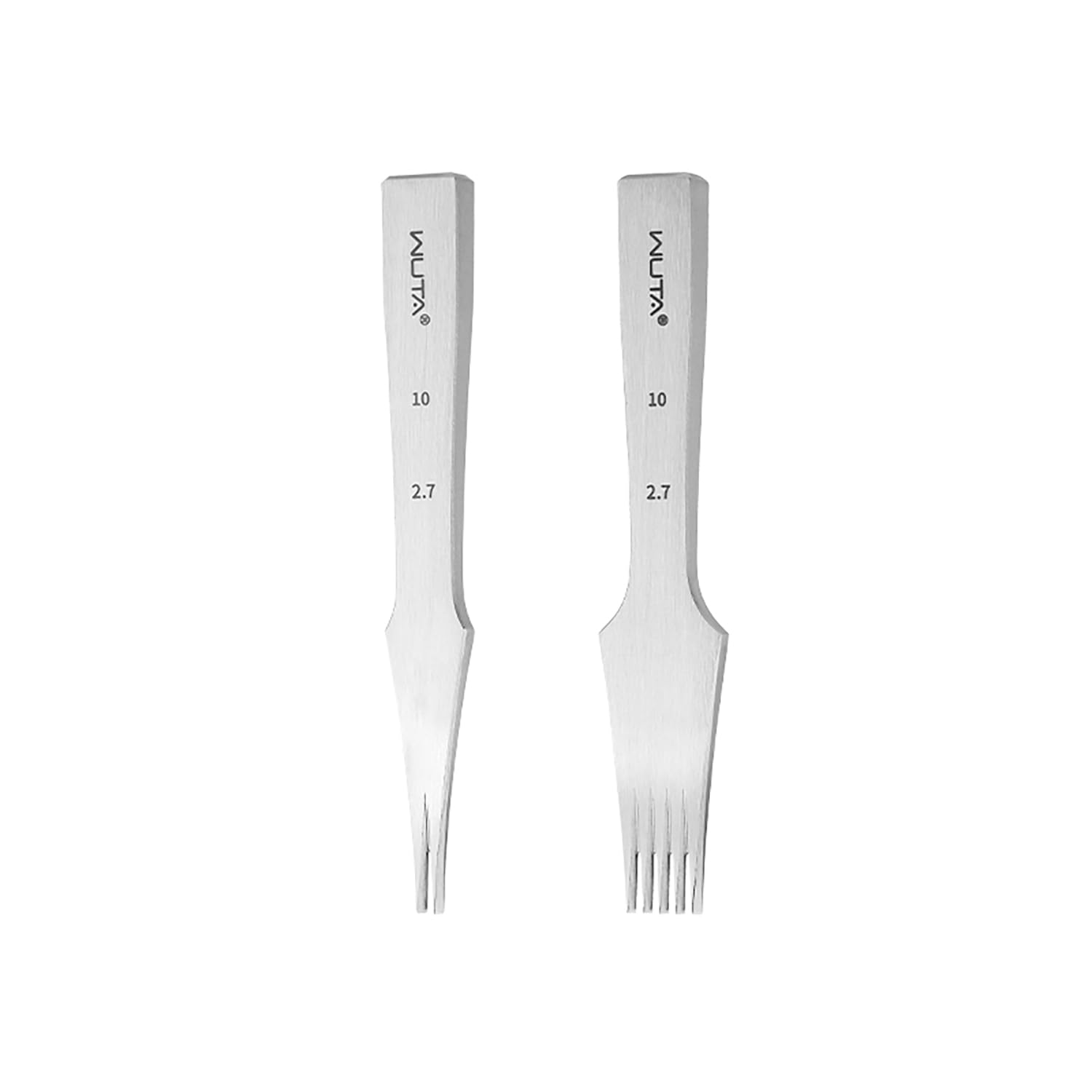 WUTA Leather Chisel All-Polished Leather Die-Steel Chisel French Style Pricking Iron Sharp Leather Punching Tool Kits,Obverse 2.7mm 2 Teeth+5 Teeth