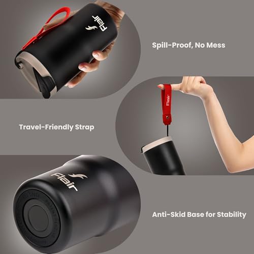 Image of FLAIR Brew Vacuum Insulated Coffee Mug 480ml-Black, Leakproof, BPA-Free, Tough & Durable, Double Walled, Coffee Mug, Travel Mug, Hot and Cold Beverages
