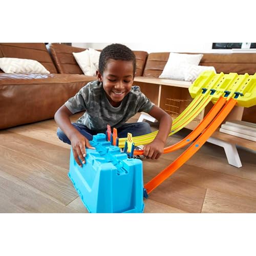 Hot Wheels Boîte à accrobacies avec lanceur et rails 3m