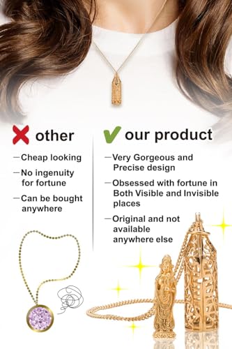 Lucky Shop E383 Japan Original, Golden Kannon Good Luck Charms Pendant Necklace, Shrine Prayer, 24K Gold Plated Brass. Traditional Craft Feng Shui Amulet Avalokitesvara 23.5+2 Inches Chain thumb #4