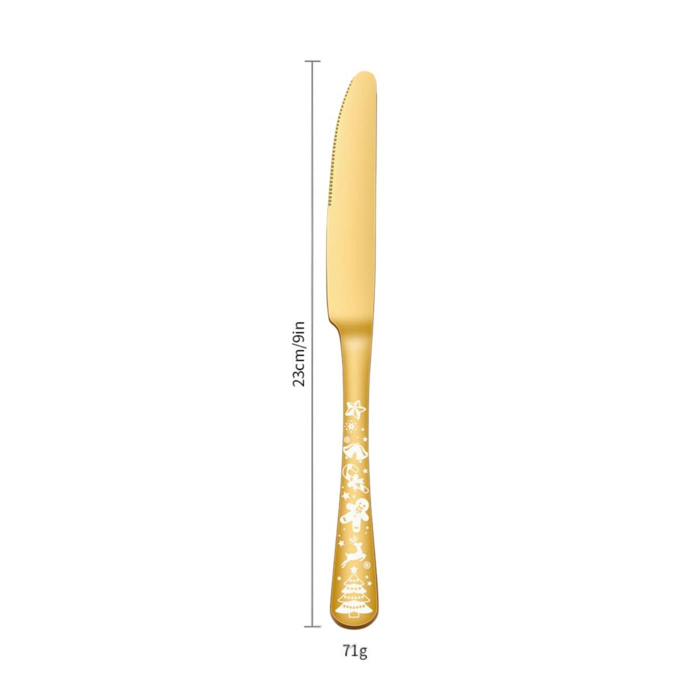 Oicia Stainless Steel Steak Knives, Heavy Duty Steak Knife, Flatware Cultery Knife Set, Gold Plated Table Knives, Butter Spreader Knifes for Kitchen, Condiment Spreader (Pack of 12, Dinnerknives) 1