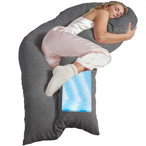 Traumreiter Seitenschläferkissen Visco XL langes Wendekissen Memory Foam [orthopädisch] + Watte Seite | Schwangerschaftskissen zum Schlafen, Stillkissen Kissen, Komfortkissen mit Bezug Grau Deluxe