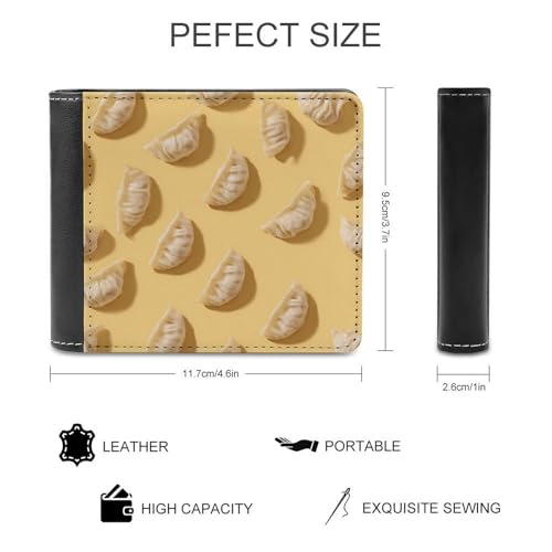 Handmade Dumplings Slim Leather Biford Wallet for Men with 6 Card Holders Cash Pockets for Travel2