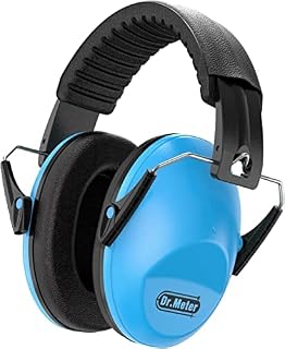 Ear Muffs for Noise Reduction: Dr.meter 27NRR Noise Cancelling Headphones for Autism with Adjustable Headband - Kids Ear Protection for Airplane, Fireworks, Concerts and Football Game - Blue