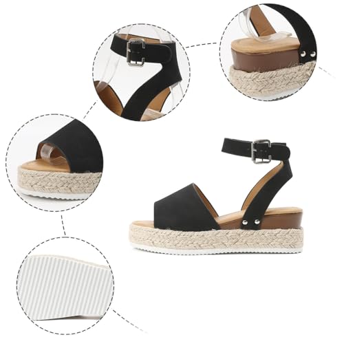 Espadrilles Platform Wedge Sandal for Women Dressy Summer, 2025 Casual Open Toe Buckle Ankle Strap Comfortable Arch Support Platform Wedge Sandals Summer Beach Shoes3