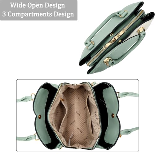 Image of KKXIU Triple Compartments Purses and Handbags for Women Fashion Ladies Satchel Shoulder Top Handle Bag