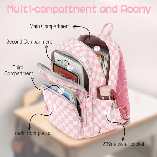 Image of LOIDOU Backpack for Girls 4-6, 15 inch Cute Kids Backpack for Toddler Preschool Gifts (pink)