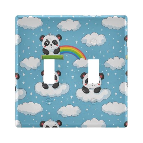 UMIRIKO Cute Panda Cloud Rainbow Blue Light Switch Cover Plate Covers Decorative Double Toggle Home Decor 202b5799