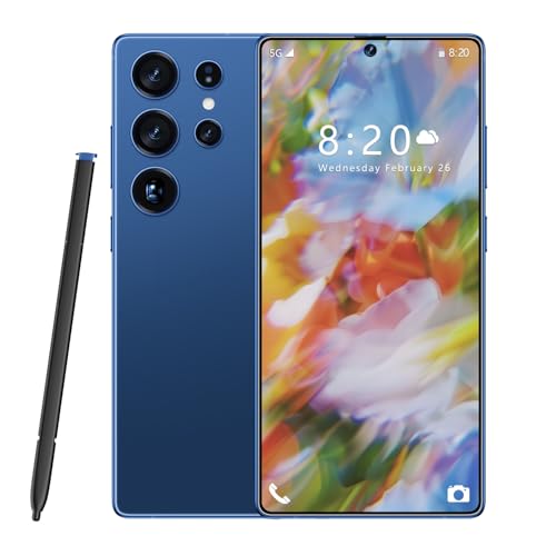 Smartphone económico para el S26 Ultra, Ideal para Adultos y jóvenes, Ideal para Aventuras al Aire Libre, batería de 8000 mAh, Pantalla HD de 7.3', reconocimiento Facial, Bluetooth,Dark Blue-1TB