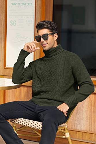 Runcati Mens Turtleneck Sweater Cable Knitted Pullover Slim Fit Long Sleeve Chunky Casual Winter Thermal Twisted Sweaters2