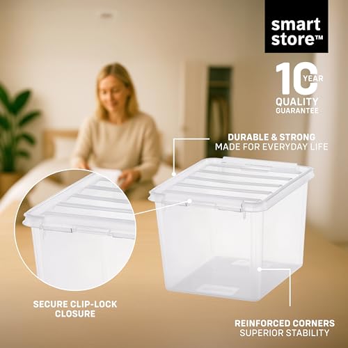 SmartStore - 10x Plastic Storage Box with Lid 3L (21x17x15cm) |Plastic Storage Drawers with Lid|Food-Safe Material|Kitchen & Organisation|BPA-Free|Durable Container for Home & Office|10-Year Warranty