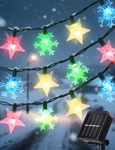 Aigostar Guirnaldas Luces Exterior Solar, IP65 Impermeable 50LED 12M Guirnalda Luces Exterior RGBY, 8 Modos Cadena Luces para Terraza Jardín Patio Decoración Navidad Fiestas(Multicolor)