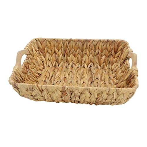 Egg Basket Handmade Woven Water Hyacinth Storage Basket with Wooden Handle Decorative Serving Tray Container Organizer
