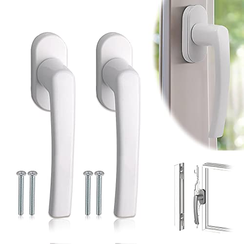 STARTZHA Lot de 2 poignées de fenêtre, porte de terrasse, vis dissimulée, tige en métal, couvercle en métal, poignée en aluminium massif, longueur de la tige : 35 mm Cover