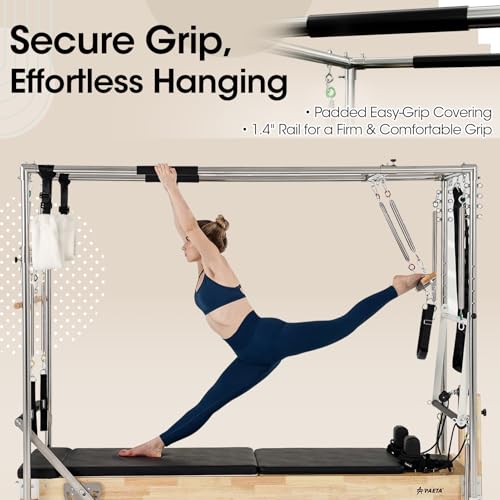 Image of Pilates Reformer, PAETA 92 inch Wooden Foldable Pilates Reformer Machine with Springs, Pilates Machines for Home Use and Studio, Pilates Equipment with Sitting Box, Jump Board and Accessories