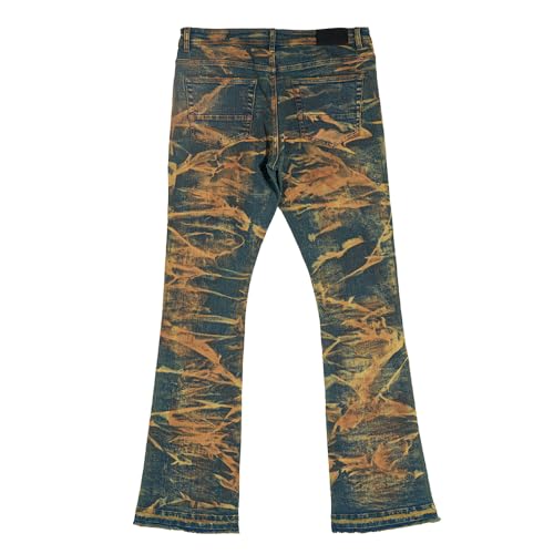 Loose-Layered Men's Denim Jeans with Tie-dye Fringe at The Waist and Mid-Length Casual Street-Style Denim Pants2