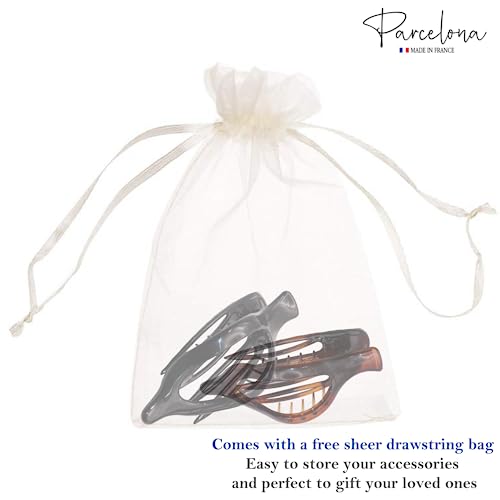 Parcelona French 2-Piece Oversized Claw Clip Set — Tortoiseshell & Black — view 8
