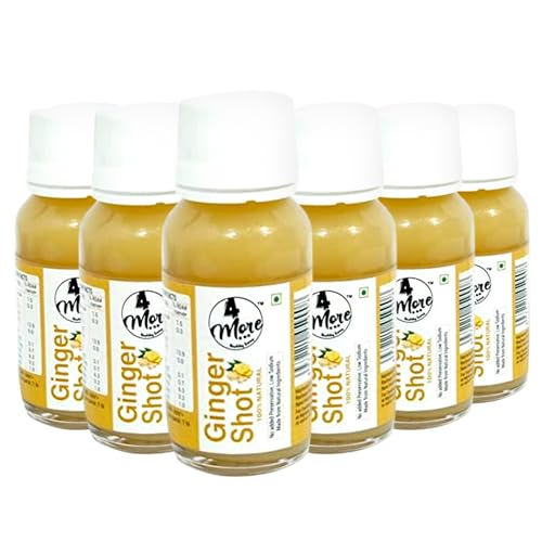 4more Ginger Lemon and Honey Concentrate Shot Natural No Artificial Flavors or Preservatives Cold Pressed Vitamin C Juice Shots for Energy Boosting 8.11 fl oz (pack of 6, 1.3 fl oz)