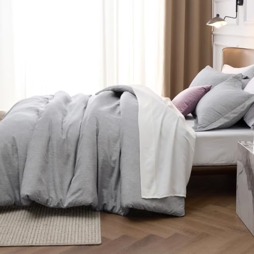 Image of Bedsure Full Comforter Set - Grey Soft Bedding for All Seasons, Cationic Dyed Bed Set, 3 Pieces, 1 Full Size Comforter (82 inchx86 inch) and 2 Pillow Shams (20 inchx26 inch+2 inch)