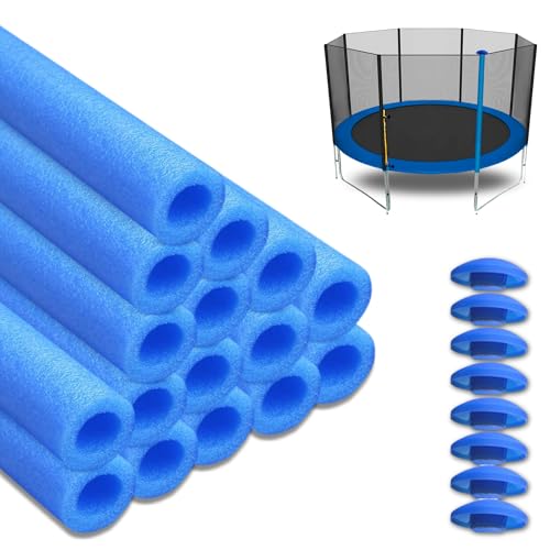 16x Trampolin Schaumstoff Rohre Polster 92cm - Stangenschutz für 8 Stangen Sicherheitsnetz inkl. Kappen – Wetterfest & Stoßdämpfend - Made in EU