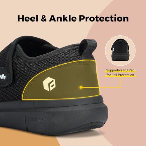 FitVille Diabetic Shoes for Women Extra Wide Width Walking Shoes Slip-On Orthopedic Shoes for Swollen Feet Foot Pain Relief - EasyTop Wings V2