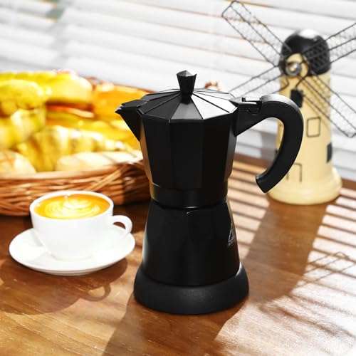 Image of 6 Cup Electric Espresso Coffee Maker 300ml Aluminum,Black