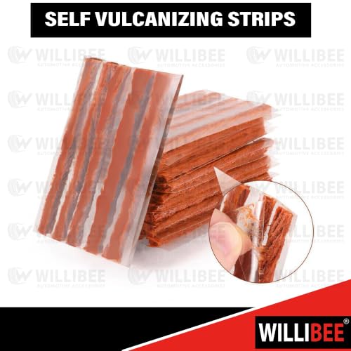 Image of WILLIBEE 9-in-1 Tubeless Tyre Puncture Repair Kit for Car & Bike | Heavy-Duty Puncher Kit (Includes Storage Bag) | Emergency Tyre Fix Set (Pack of 10 Strips)