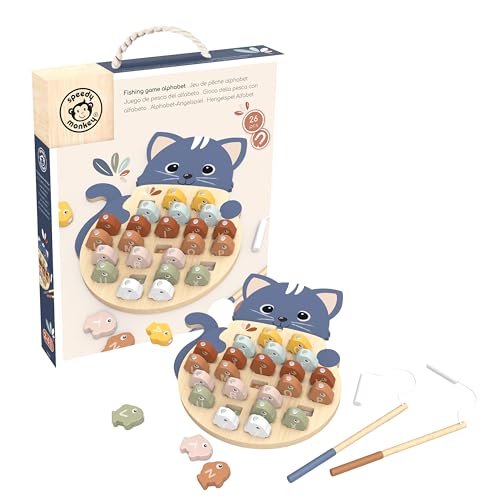 Jeu de pêche aux lettres éducatif en bois avec cannes magnétiques pour la motricité