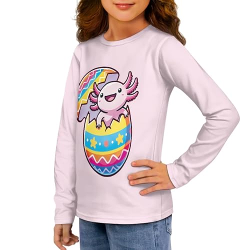 Image of Girls Long Sleeve Shirt with Cute Graphic Casual Pullover Tops 3-16Y
