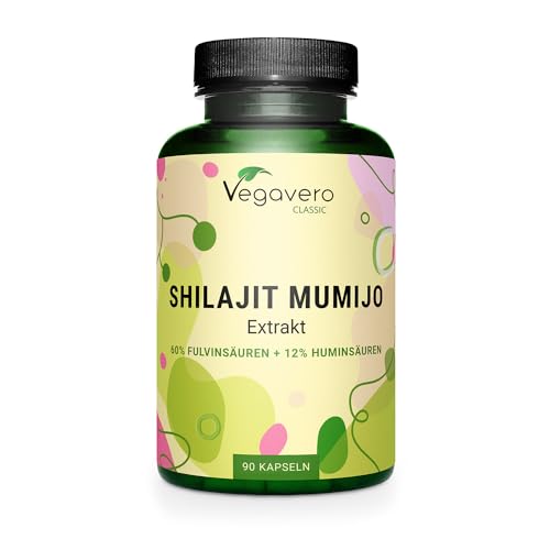 SHILAJIT MUMIJO Vegavero® | 650 mg | con 60% Acidi Fulvici e 12% Acidi Umici | Mumio con più di 85 oligoelementi | Medicina Ayurveda e Tibetana | 90 capsule | Vegan