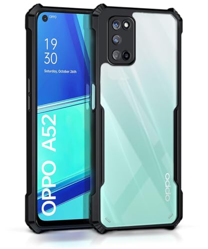WOW IMAGINE Shock Proof Clear Back Case Mobile Cover for Oppo A52 (Hard | Hybrid PC + TPU | Full Armour Device & Camera Protection | Black)- Best and cheap mobile covers in India