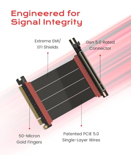 Image of LINKUP PCIE 5.0 Riser Cable | (Open Box) | for Vertical GPU Mount | Right Angle | Graphics Card GPU Ready | Usable with PCIe 4.0 & RX 9070 / RTX5090 | 10cm (Total Length: 14cm)