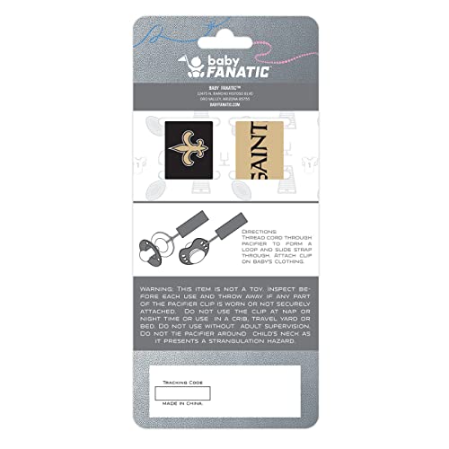 Image of Baby Fanatic Officially Licensed Unisex Pacifier Clip 2-Pack - NFL New Orleans Saints - Officially Licensed Baby Apparel