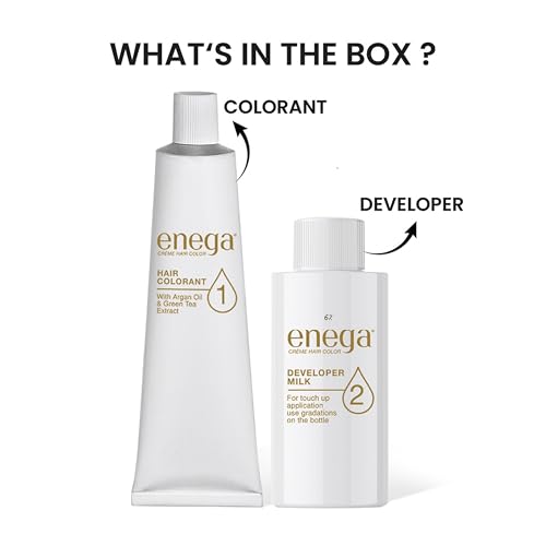 Image of Enega No Ammonia Grey Coverage Long Lasting Creme Hair Color with Argan Oil & Green Tea Extract - Pack of 1(150 ML) (Light Brown)