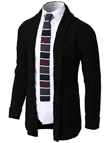 H2H Mens Casual Slim Fit Open Front Cardigan Lightweight Long Sleeve Black US L/Asia XL (CMOCAL046)