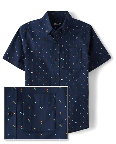 Image of The Children's Place Boys' Short Sleeve Poplin Button Down Shirt