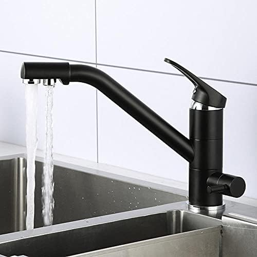 Filtre À 3 Voies Avec Filtre À Eau, Mitigeur D'évier Pivotant À 360 Degrés, Purificateur D'eau Potable, Chromé,Noir