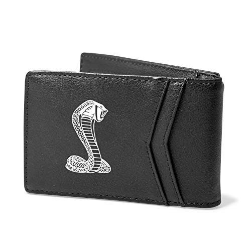 Compatible with - Ford Mustang Cobra Black PU Leather Slim RFID Resistant Bi-fold Men Wallet