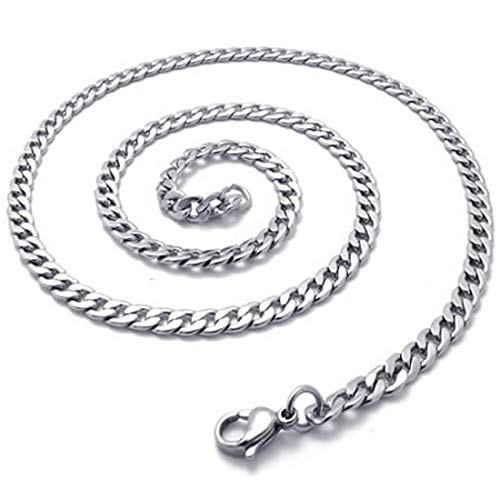 WOVELOT Schmuck Damen-Kette, Edelstahl Panzerkette Halskette, Silber - Breite 3mm - Laenge 50cm