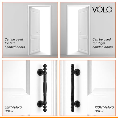 Image of VOLO Pack of 2 Pieces Main Door Pull Push Handle | Wooden Door Handle for Home Office | Interior Exterior Door Hardware Pull Handle | Black, 8 Inch (200MM)