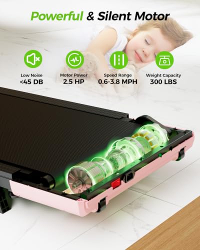 Image of Superun Walking Pad with 6% Incline, Under Desk Treadmill, 3 in 1 Portable Treadmills for Home with Remote Control LED Display, 2.5 HP Quiet Mini Treadmill for Office Home Use, 300 Lbs Capacity