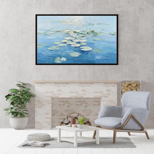 Tableau Nénuphar Bleu pour salon et chambre décoration esthétique